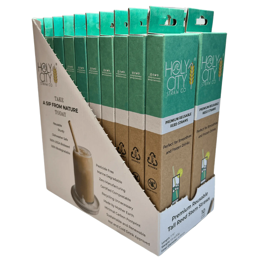 7.9" Jumbo Reed Stem Drinking Straws | Case of 6 Inner packs | 20 x 10ct. Boxes